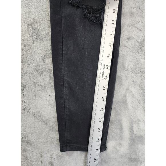 American Eagle Next Level Stretch Curvy Hi-Rise Jegging Size 8 Black Distressed - Picture 14 of 16